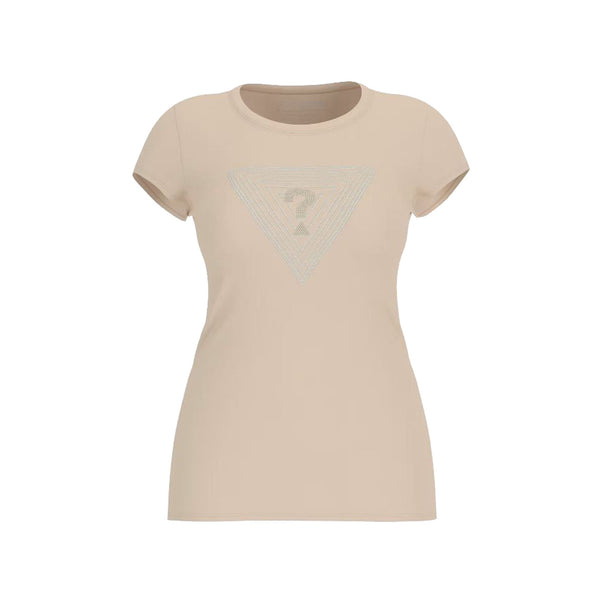 Guess T-shirt T-shirt Donna con logo strass Panna - Francavilla Moda